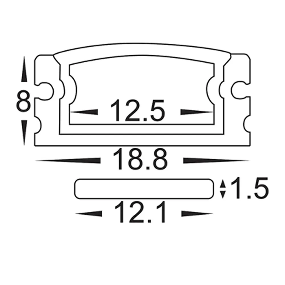 19mm x 8mm Silver Weatherproof IP65 LED Profile 1 to 3 Meter Havit Lighting - HV9693-1808