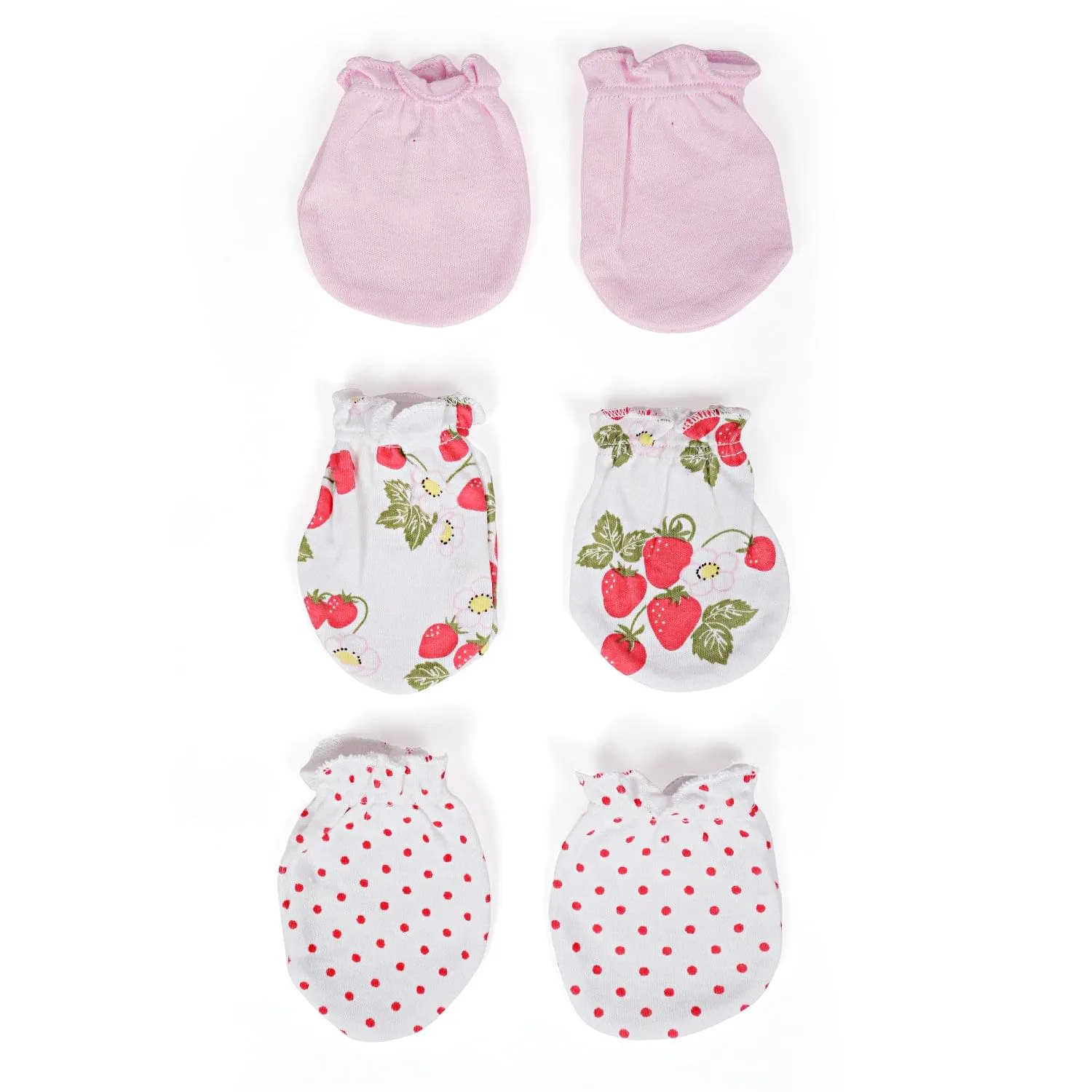 5 Caps And 3 Pair Mittens Gift Set Polka Dots Pink Red White