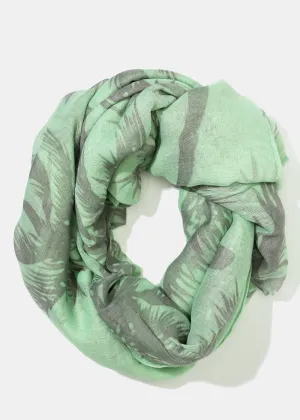 A  Mint Palm Tree Print Lightweight Scarf