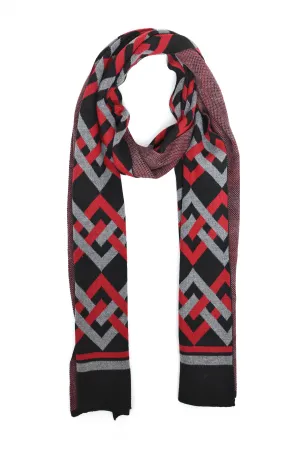 ABSTRACT PATTERNED KNIT SCARF-BLACK