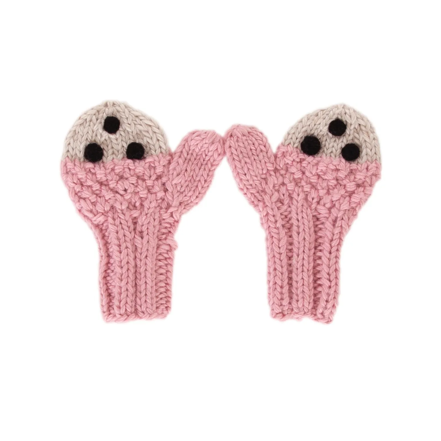 Acorn Kids Bear Face Mittens Pink