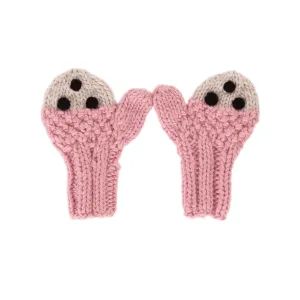 Acorn Kids Bear Face Mittens Pink