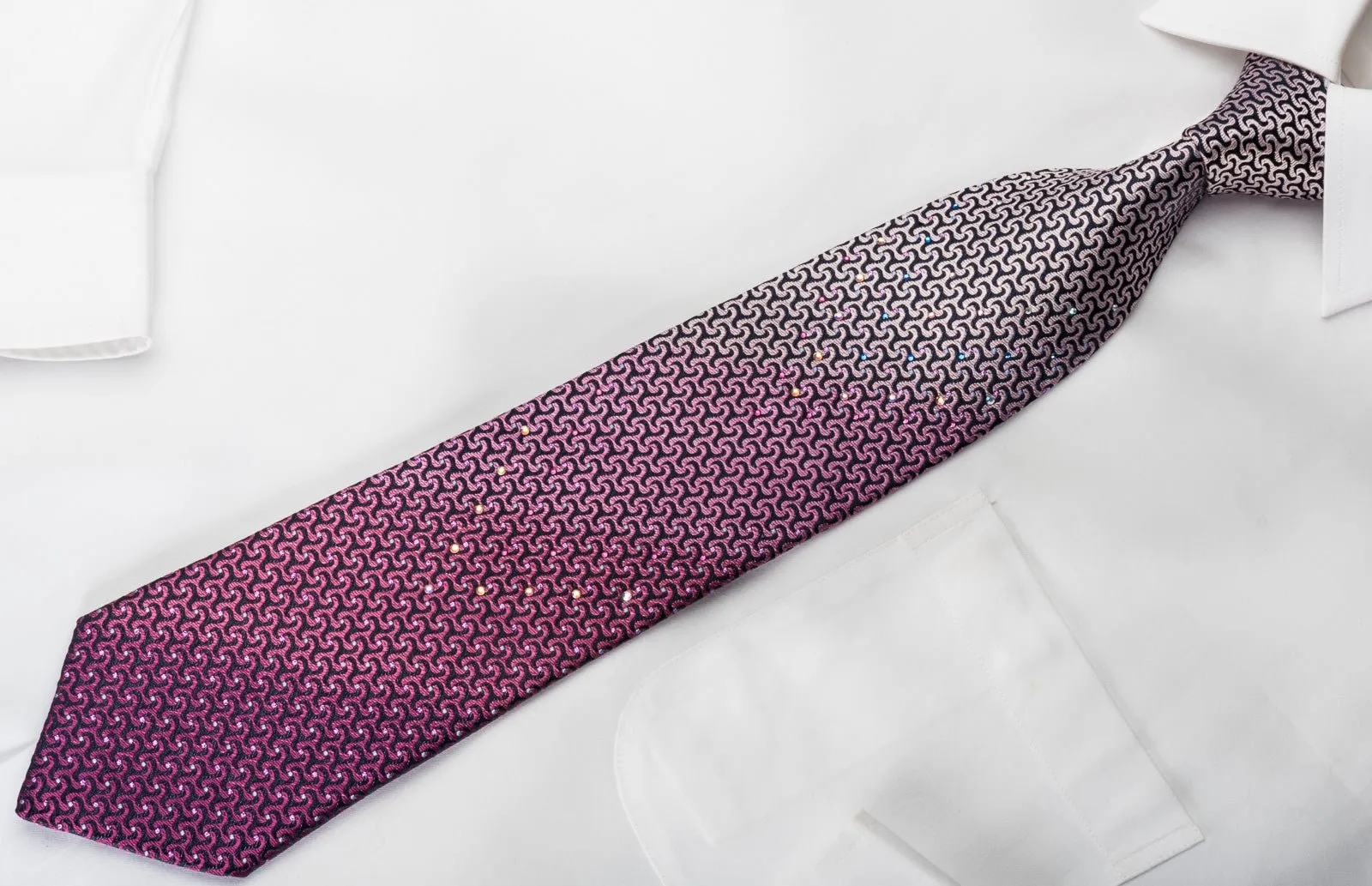 Aquascutum Rhinestone Necktie Geometric On Purple With Sparkles