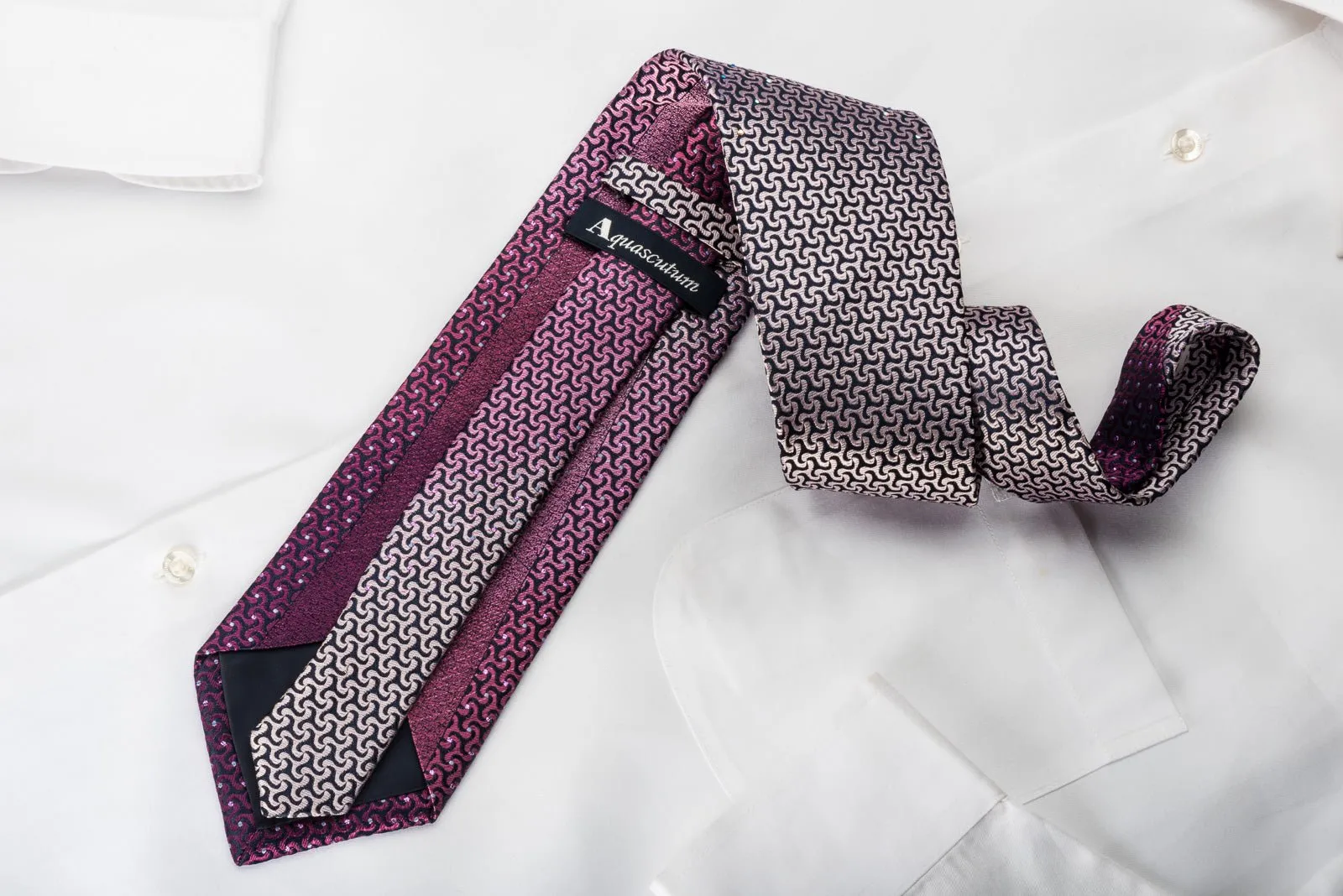 Aquascutum Rhinestone Necktie Geometric On Purple With Sparkles