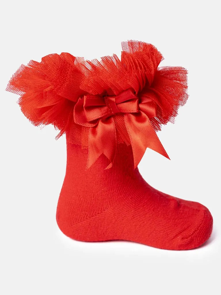 Baby Girl Tutu Frilly TikTok Ankle Socks - Red