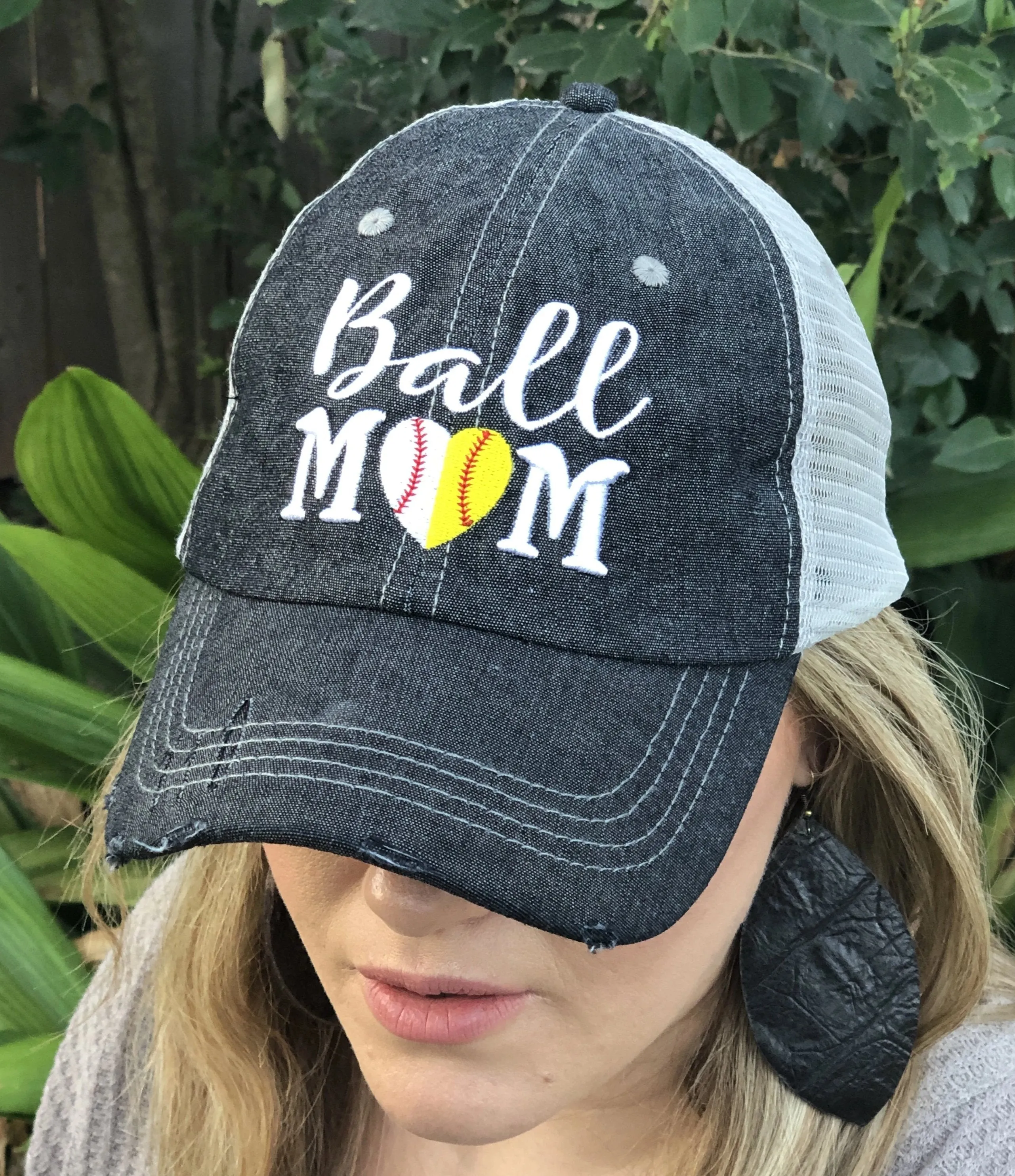 Ball Mom Half Baseball Half Softball Baseball MOM Softball MOM Hat -272