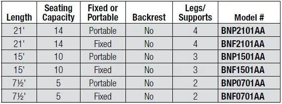 Bison Player Bench without Backrest Fixed or Portable