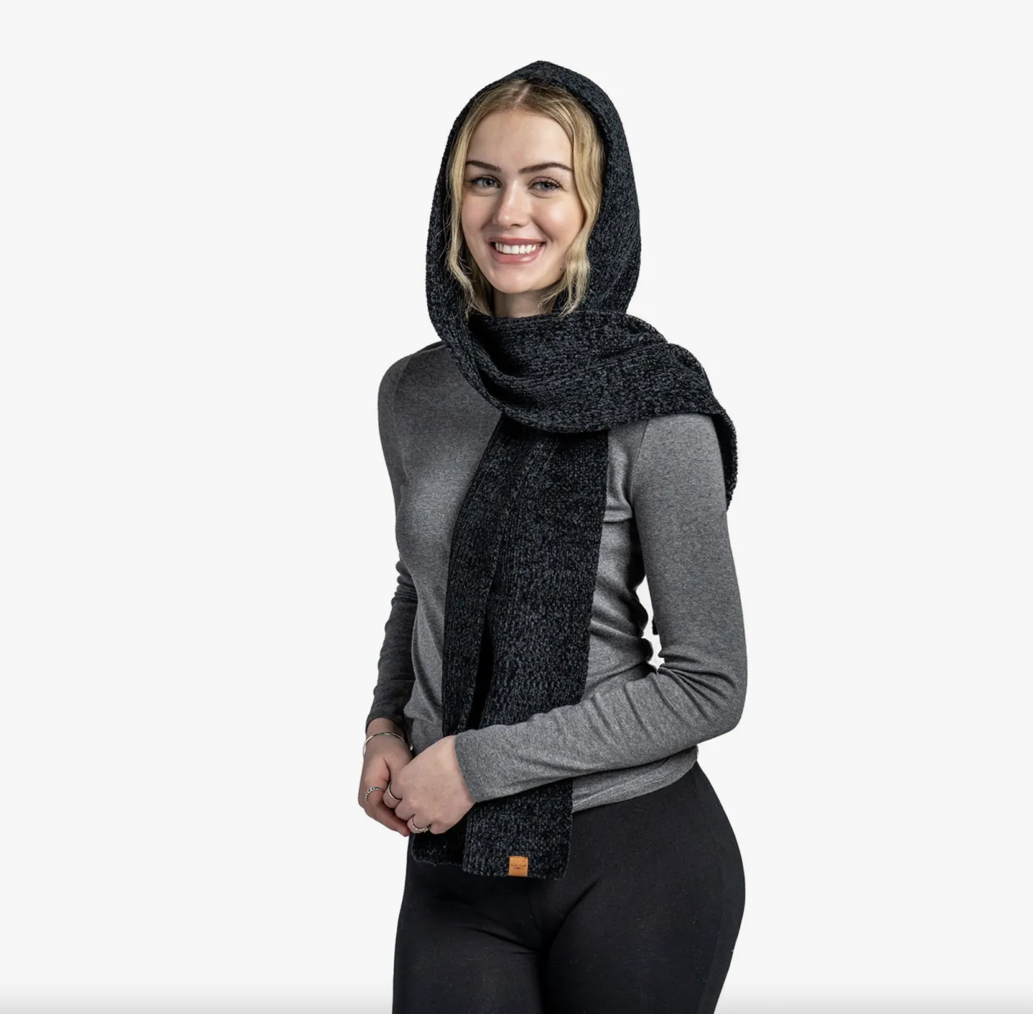 Black Beyond Soft Hooded Scarf