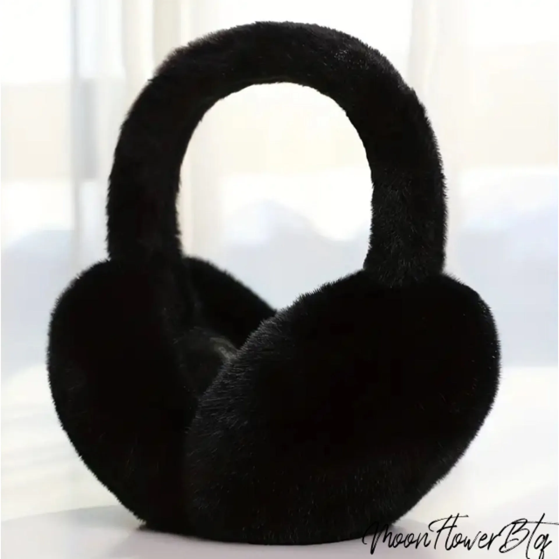 Black Plush Faux Fur Ear Muffs