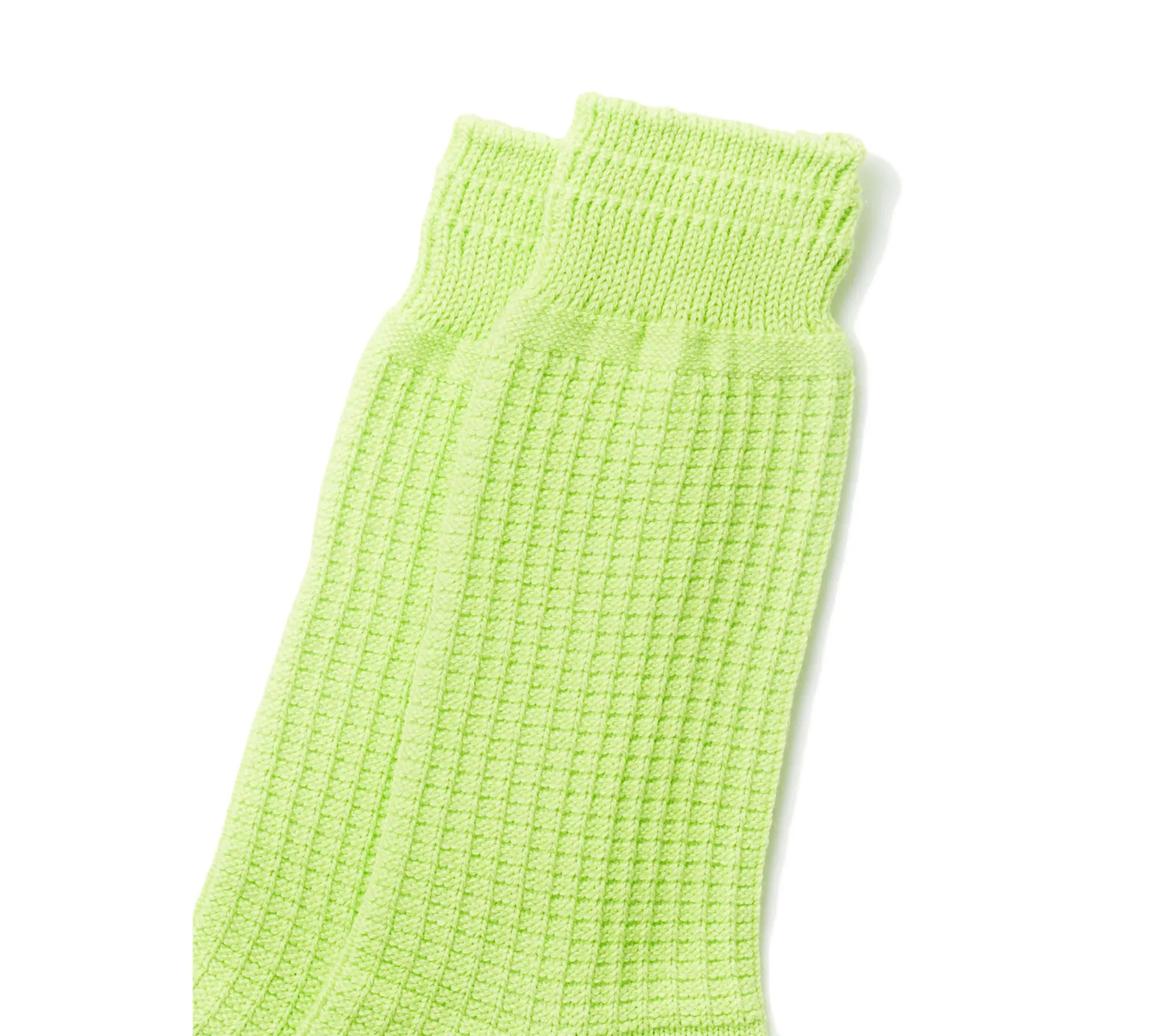 Cotton Waffle Crew Socks | Lime