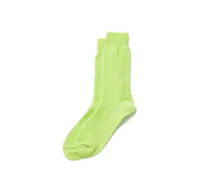 Cotton Waffle Crew Socks | Lime