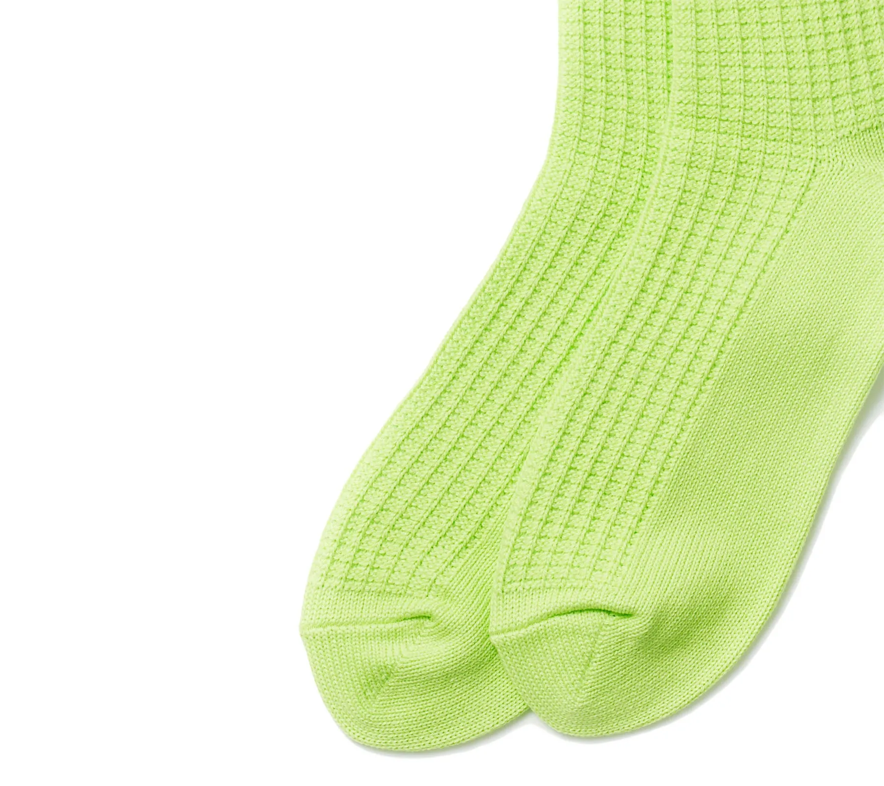 Cotton Waffle Crew Socks | Lime