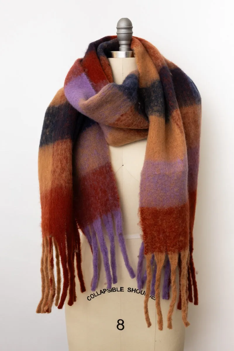 Cozy Breeze Oversized Fringe Scarf - Mustard