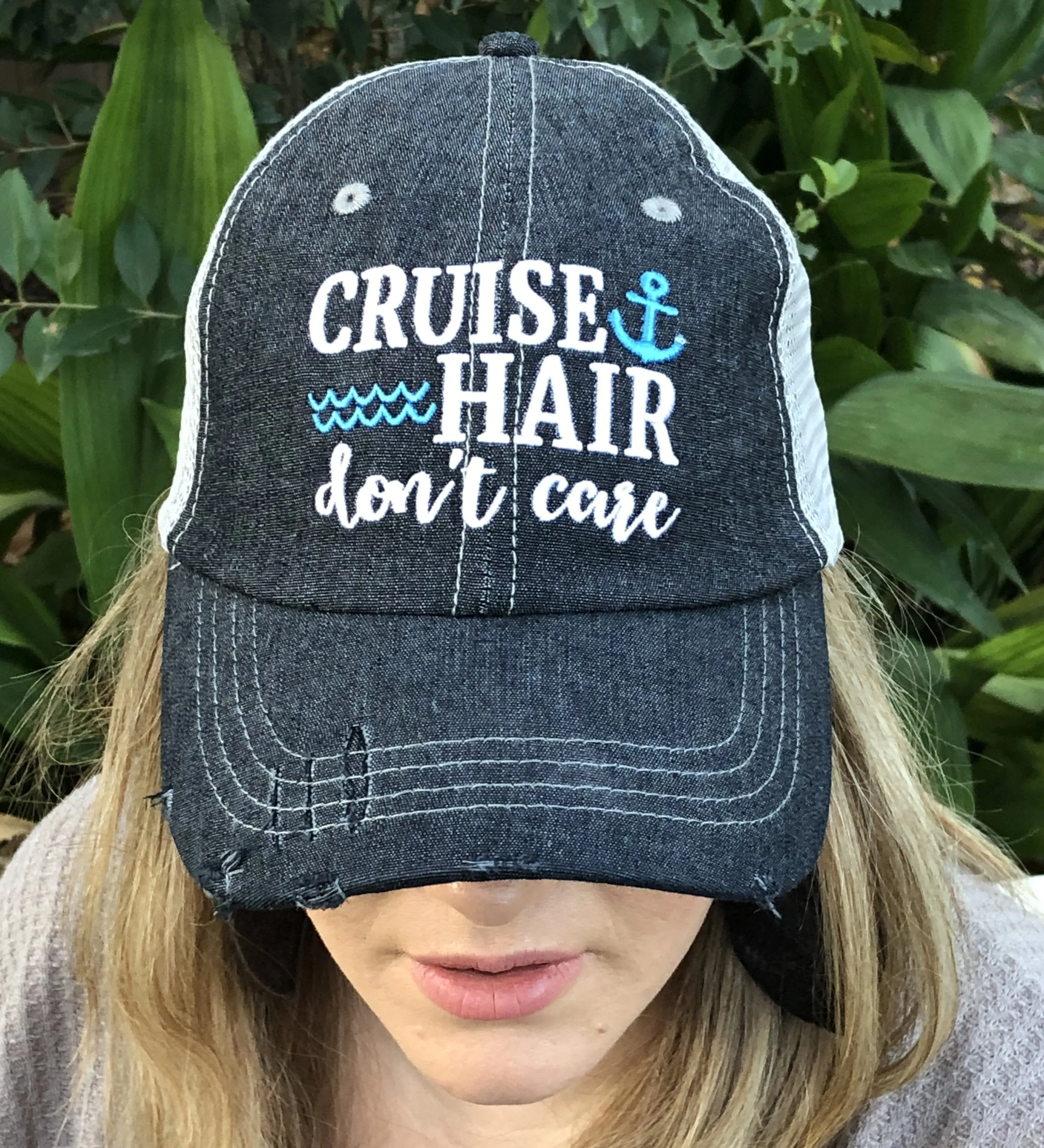 Cruise Hair Don't Care Distressed Trucker Hat