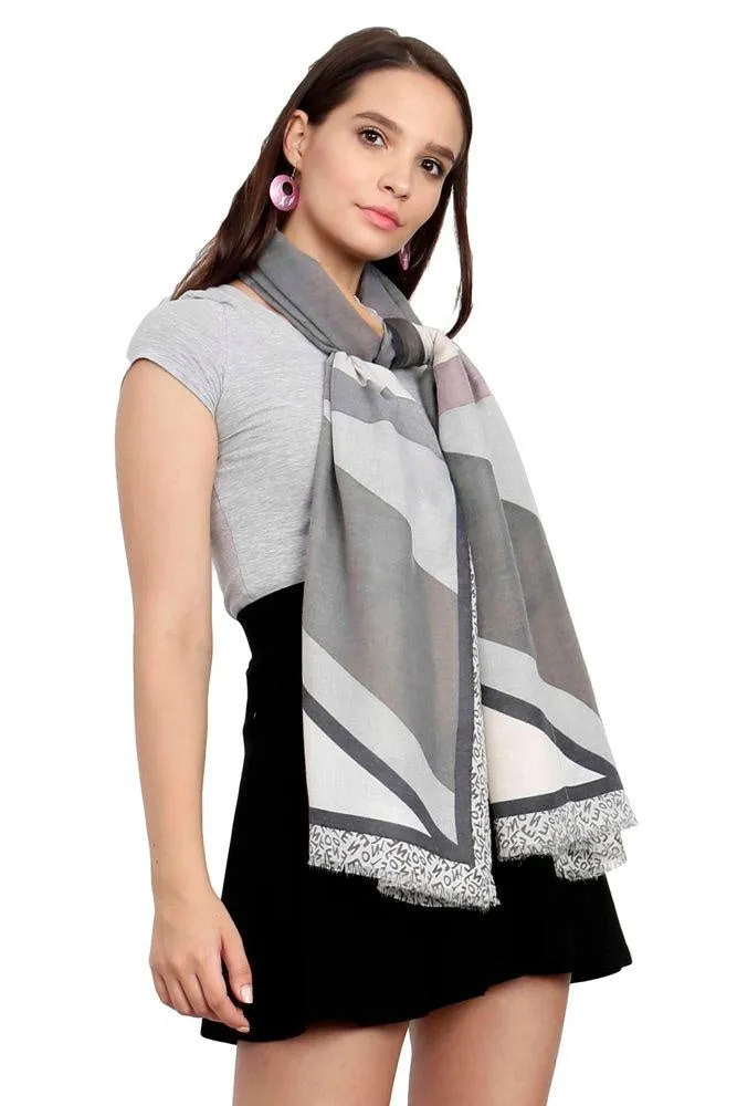 FabSeasons BrownGrey Cotton Viscose Abstract Printed Soft & Stylish Scarf