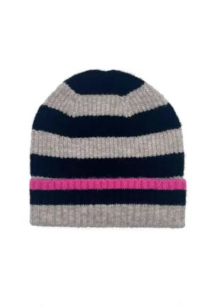 FARAH KNITTED STRIPE BEANIE-BLACK