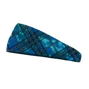 Fashion Crisscross Blue Shimmer Headband - 4" Tapered