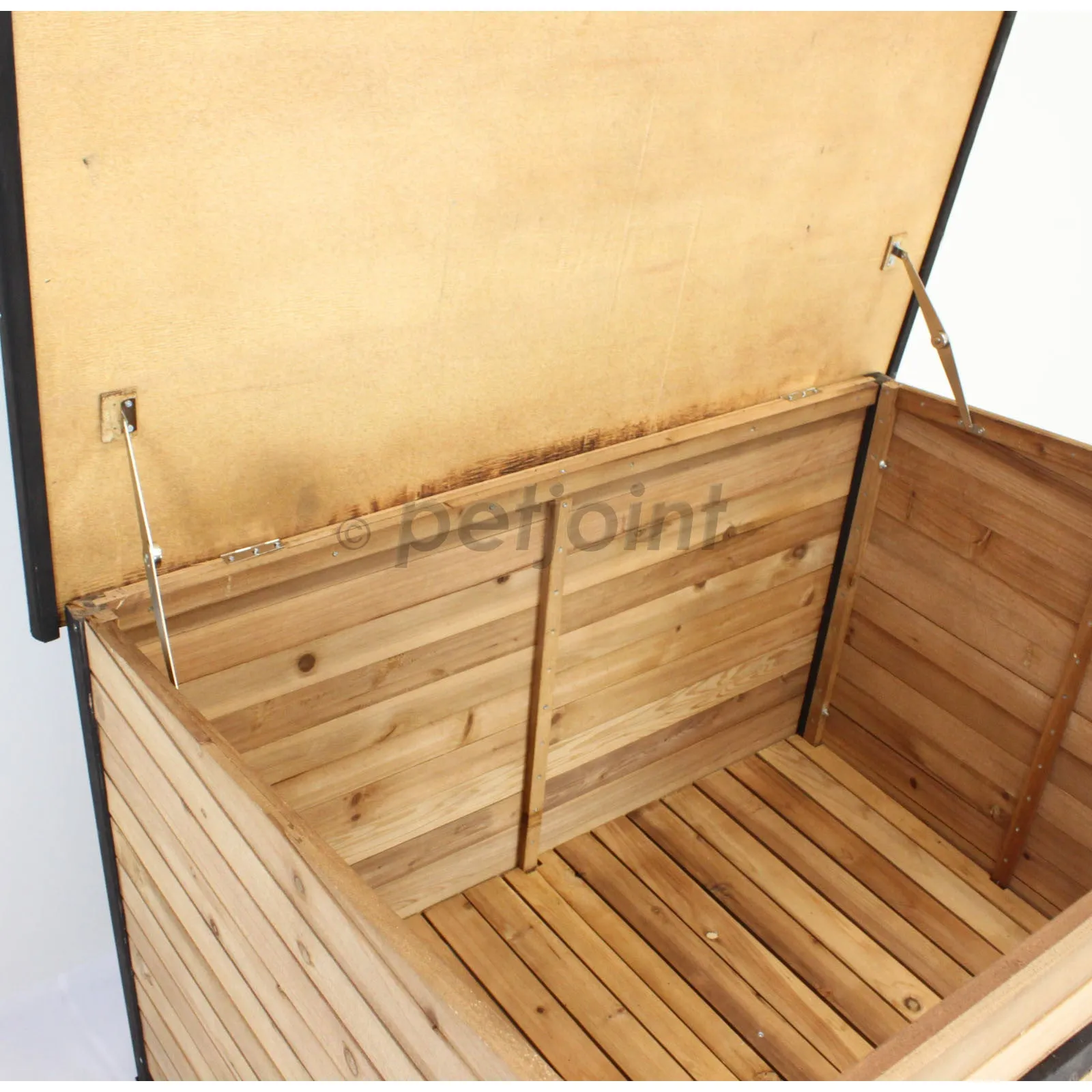 Flat Roof Medium Wooden Pet Dog Kennel   Bowls   Storage Box   Patio