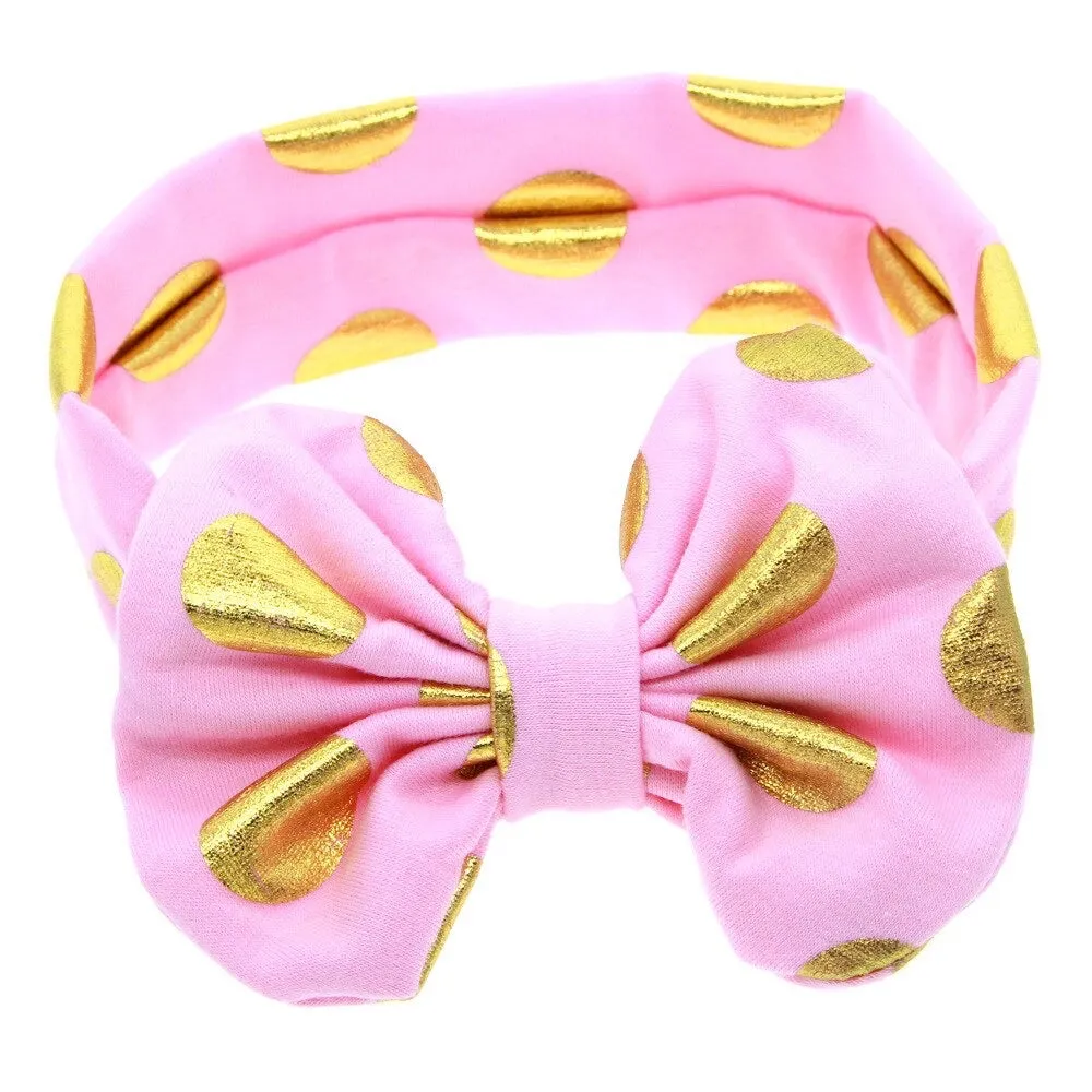 Girls Gold Polka Dot Bow Knot Headband