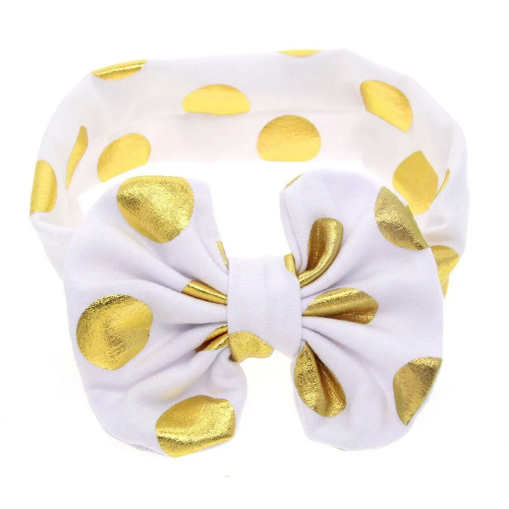 Girls Gold Polka Dot Bow Knot Headband