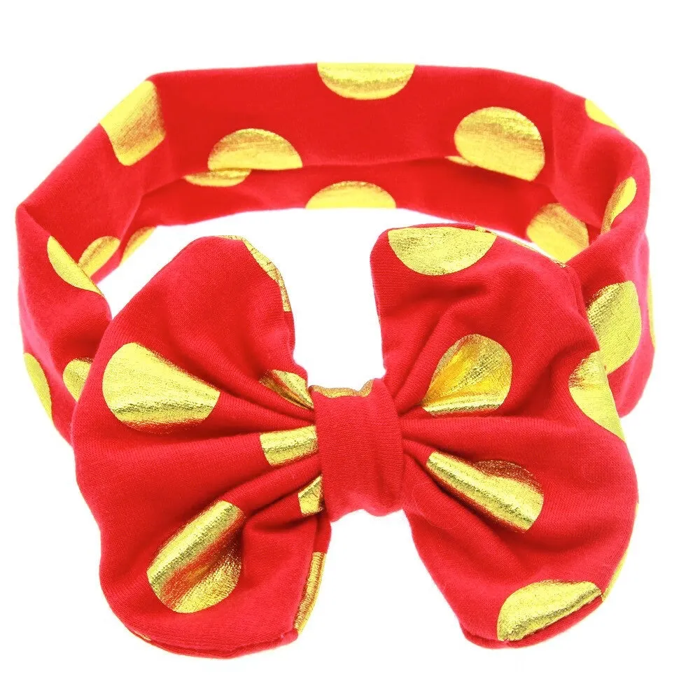 Girls Gold Polka Dot Bow Knot Headband