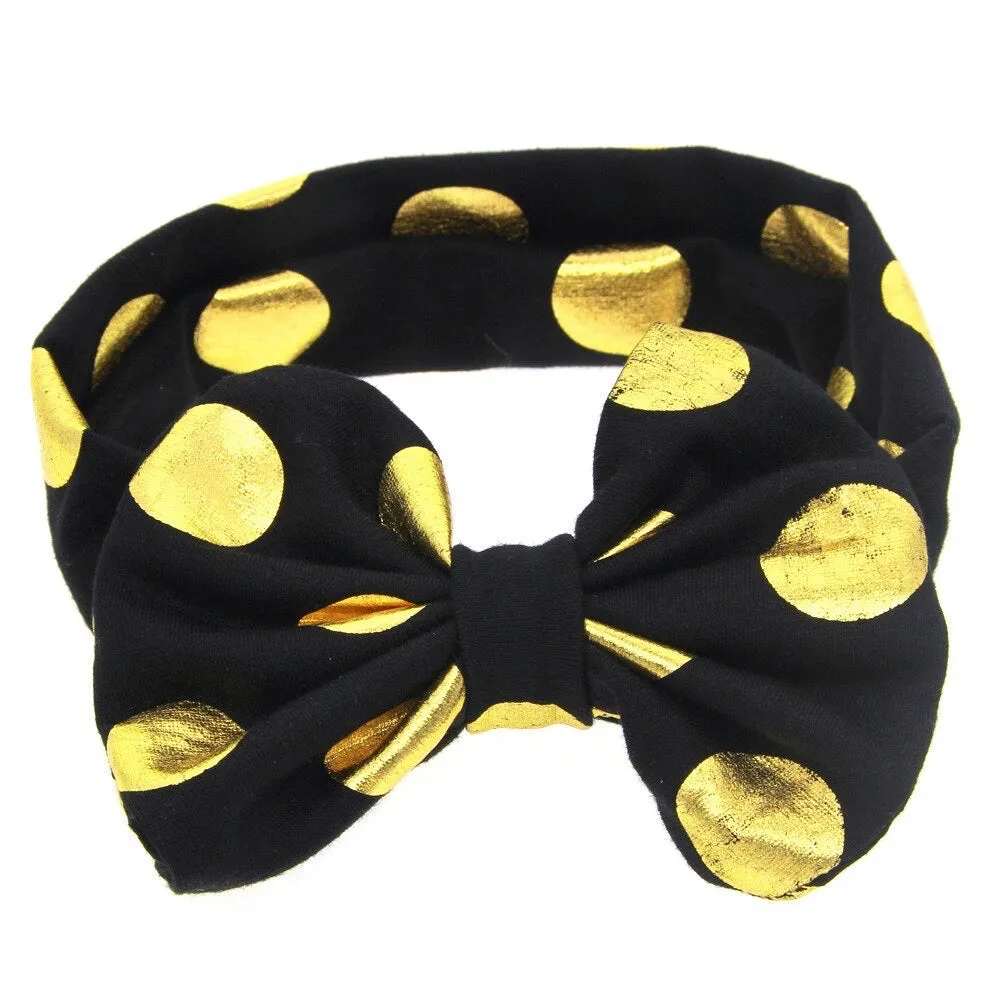 Girls Gold Polka Dot Bow Knot Headband