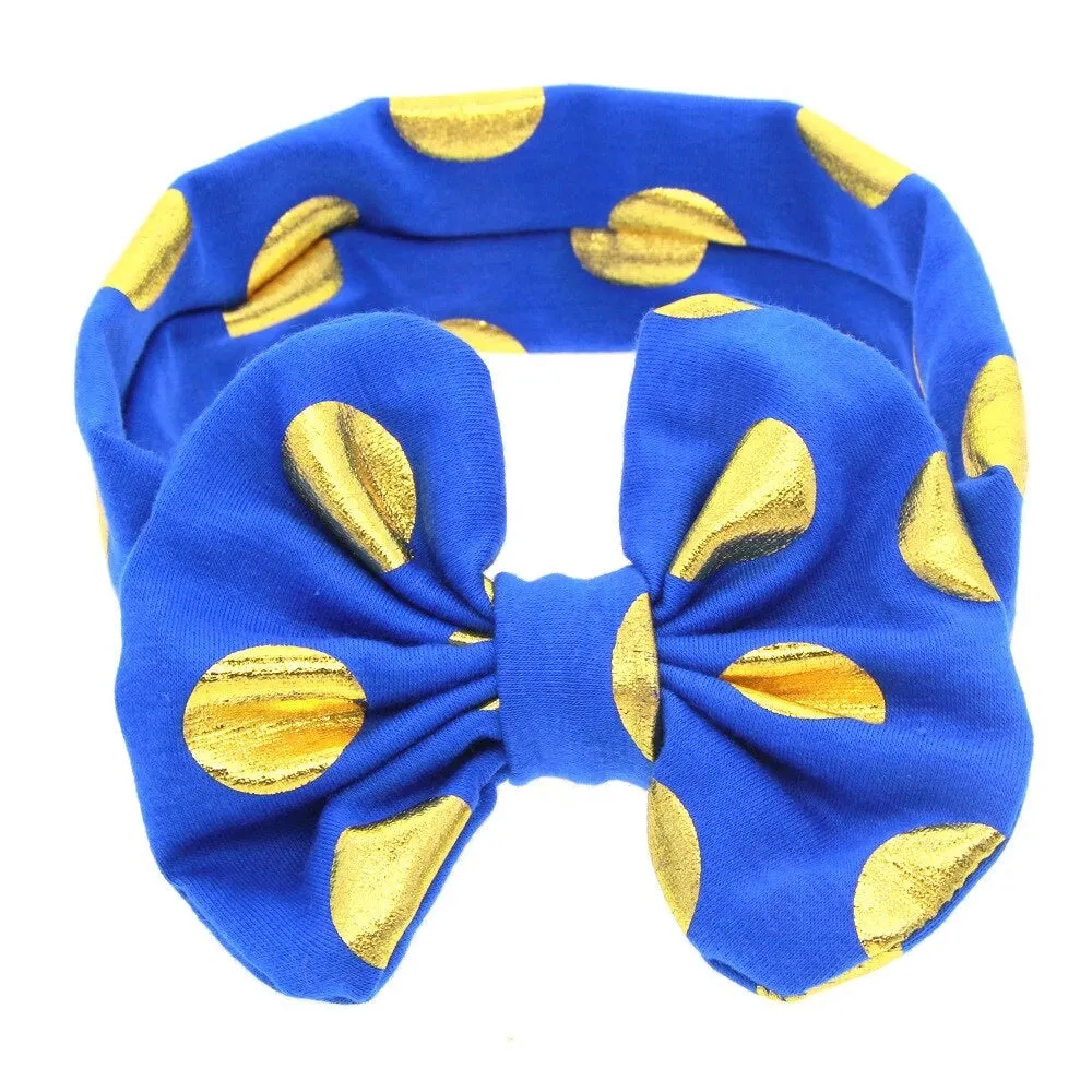 Girls Gold Polka Dot Bow Knot Headband