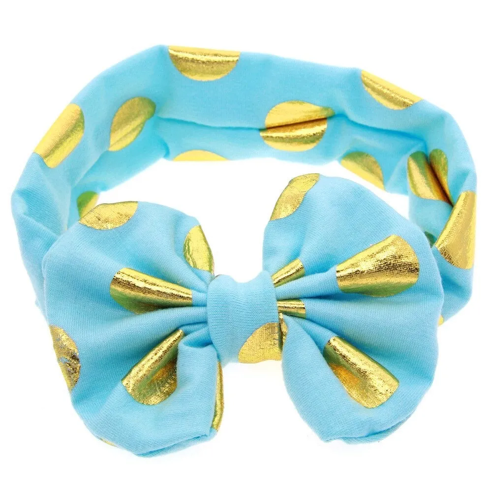 Girls Gold Polka Dot Bow Knot Headband