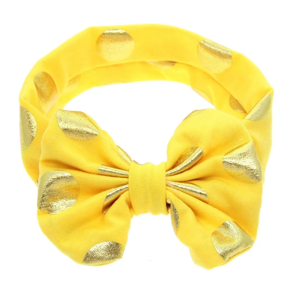 Girls Gold Polka Dot Bow Knot Headband