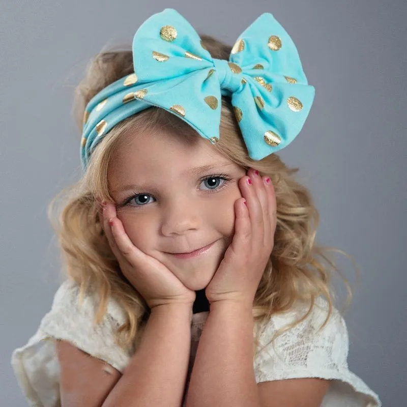 Girls Gold Polka Dot Bow Knot Headband