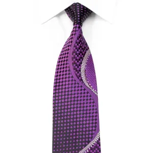 Grand Jour Rhinestone Necktie Waves & Geometric On Purple