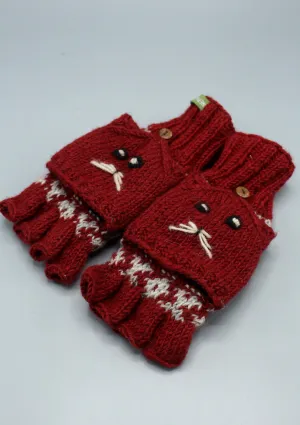 Hand knit Cat Mittens