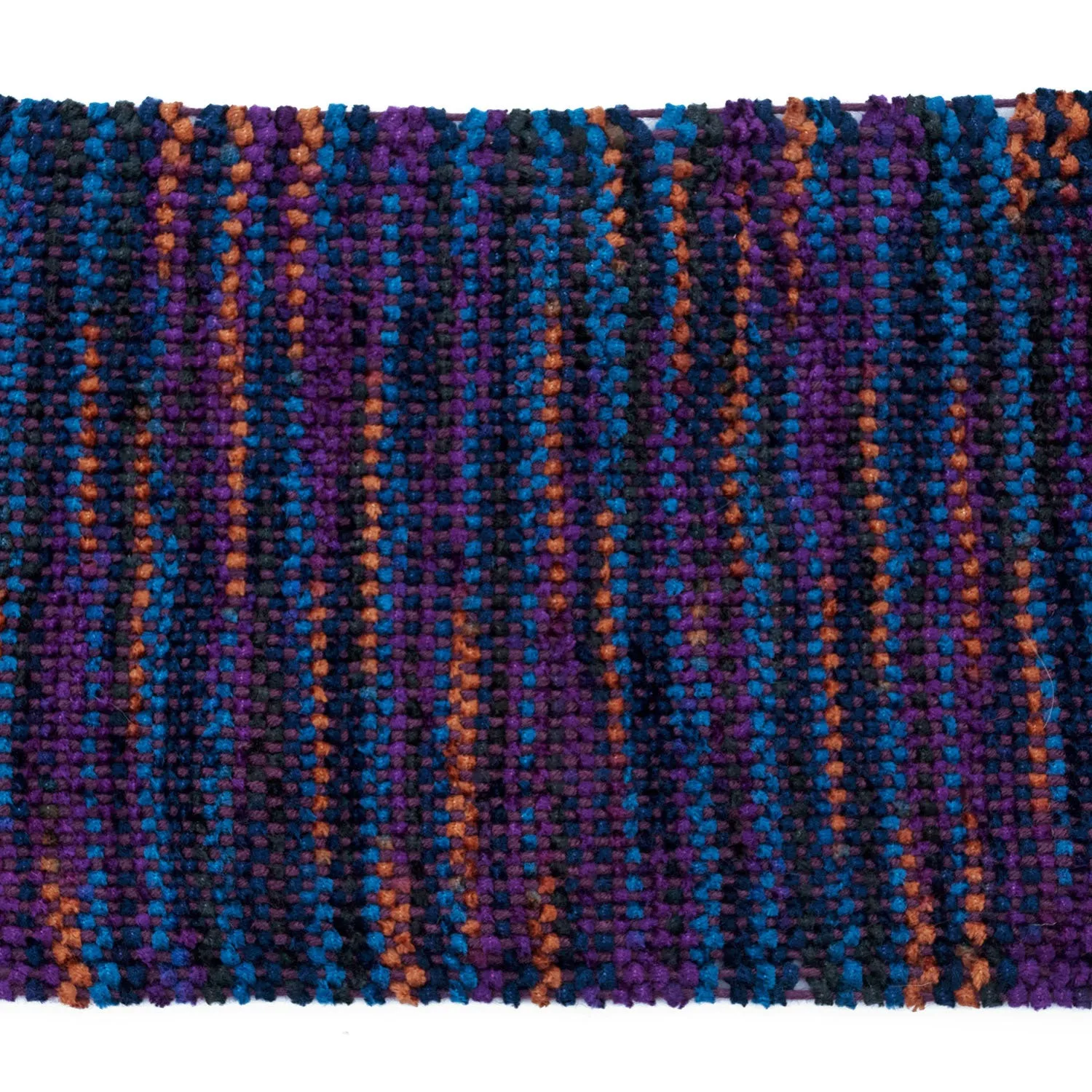 Handwoven Scarf, purple and blue chenille, 6" x 64"