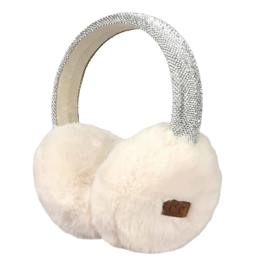 Hat | Rhinestone Adjustable Fuzzy Ivy Ear Muffs | Fashion City