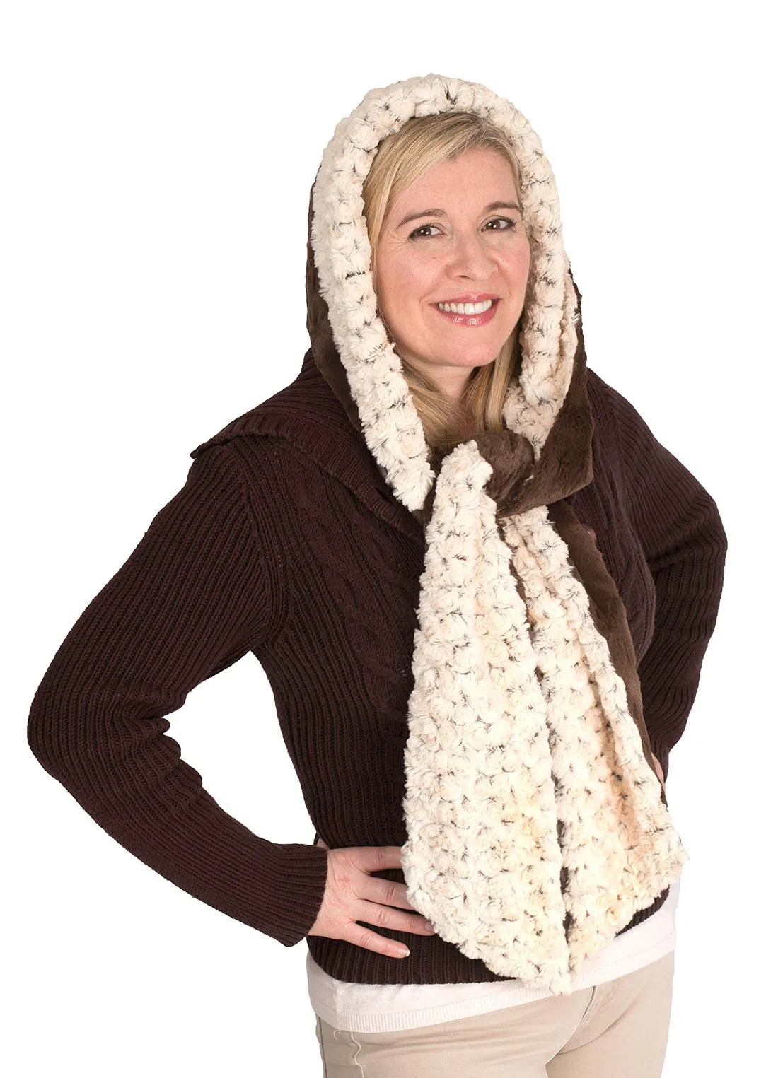 Hoody Scarf - Rosebud Faux Fur with Cuddly Fur Sold Out!