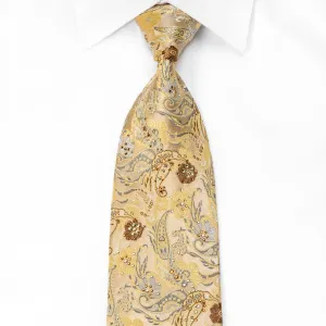 Lancetti Mens Crystal Necktie Paisley On Gold Sparkling With Rhinestones