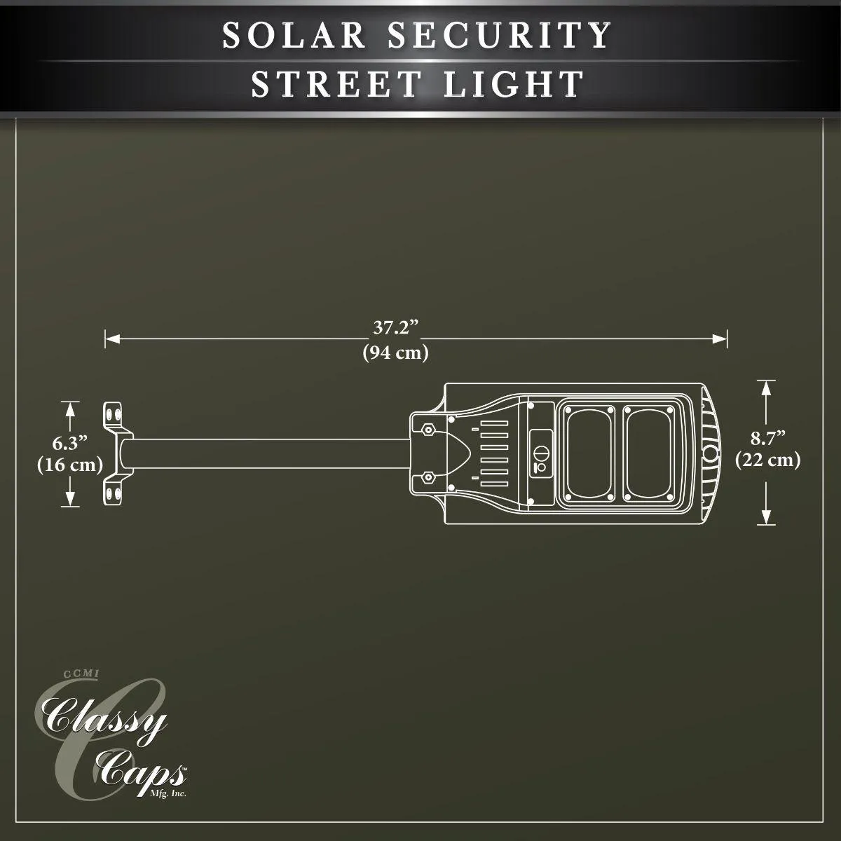 LED Street Light With Photocell, 500 Lumens, 6000K, Wall Mount, Solar