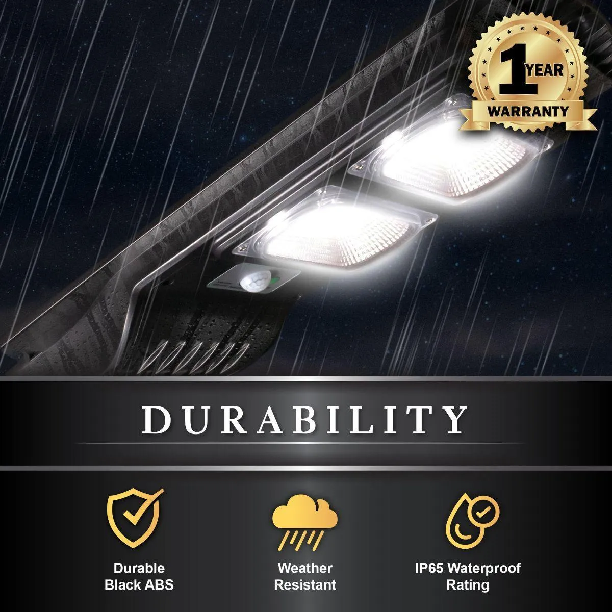 LED Street Light With Photocell, 500 Lumens, 6000K, Wall Mount, Solar