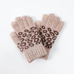 Leopard Knit Smart Touch Gloves