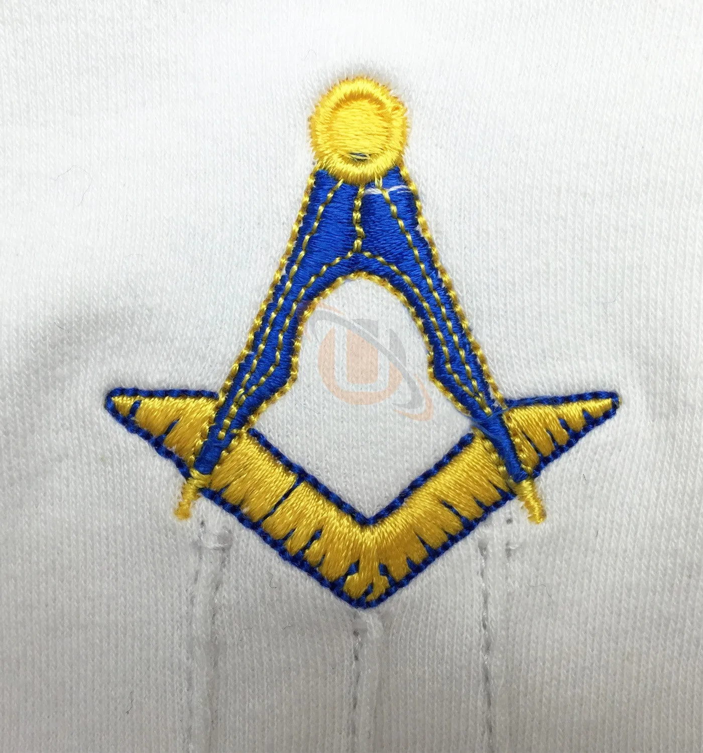 Masonic Cotton Gloves Machine Embroidery Yellow Square and Compass