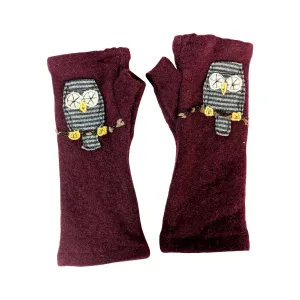 NEW! Maroon with Owls Cashmere Gloves by Sardine