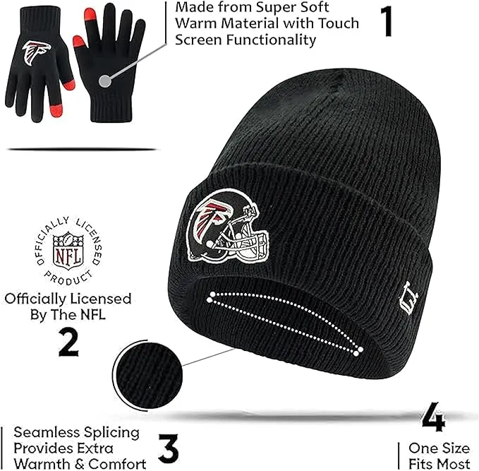 NFL Official Adults Super Soft Heritage Logo Winter Beanie Knit Hat with Extra Warm Touch Screen Gloves|New York Jets