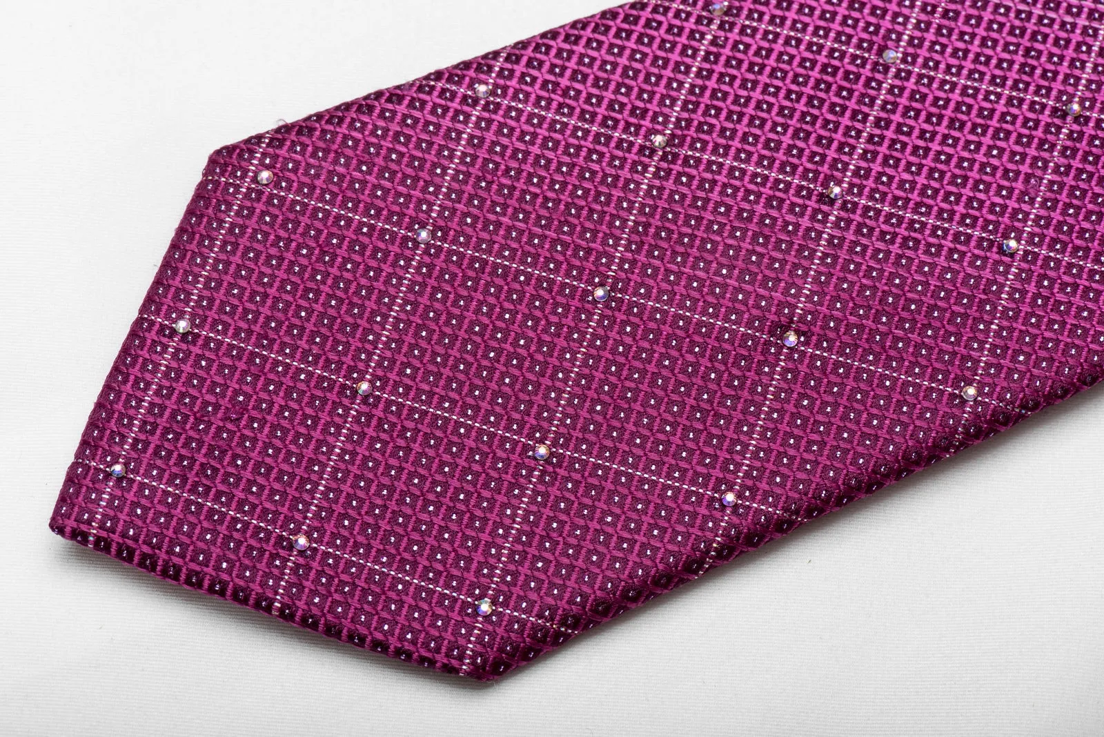 Nicole St Giles Men's Crystal Silk Necktie Tellis On Purple With Purple Sparkles