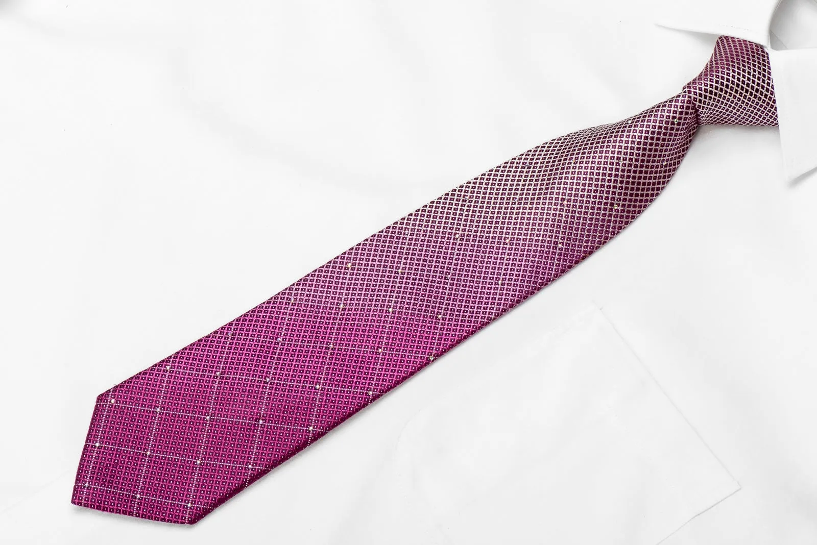 Nicole St Giles Men's Crystal Silk Necktie Tellis On Purple With Purple Sparkles