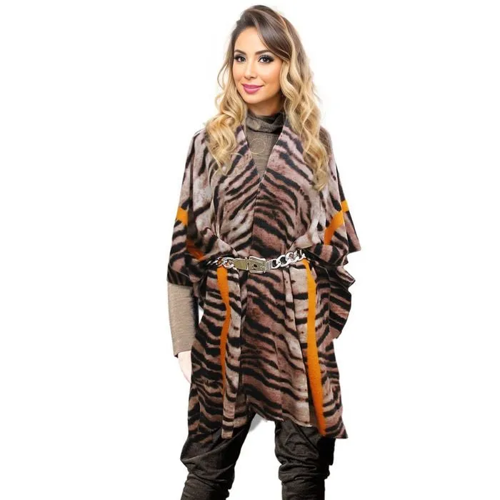 Orange Stripe Tiger Cozy Kimono