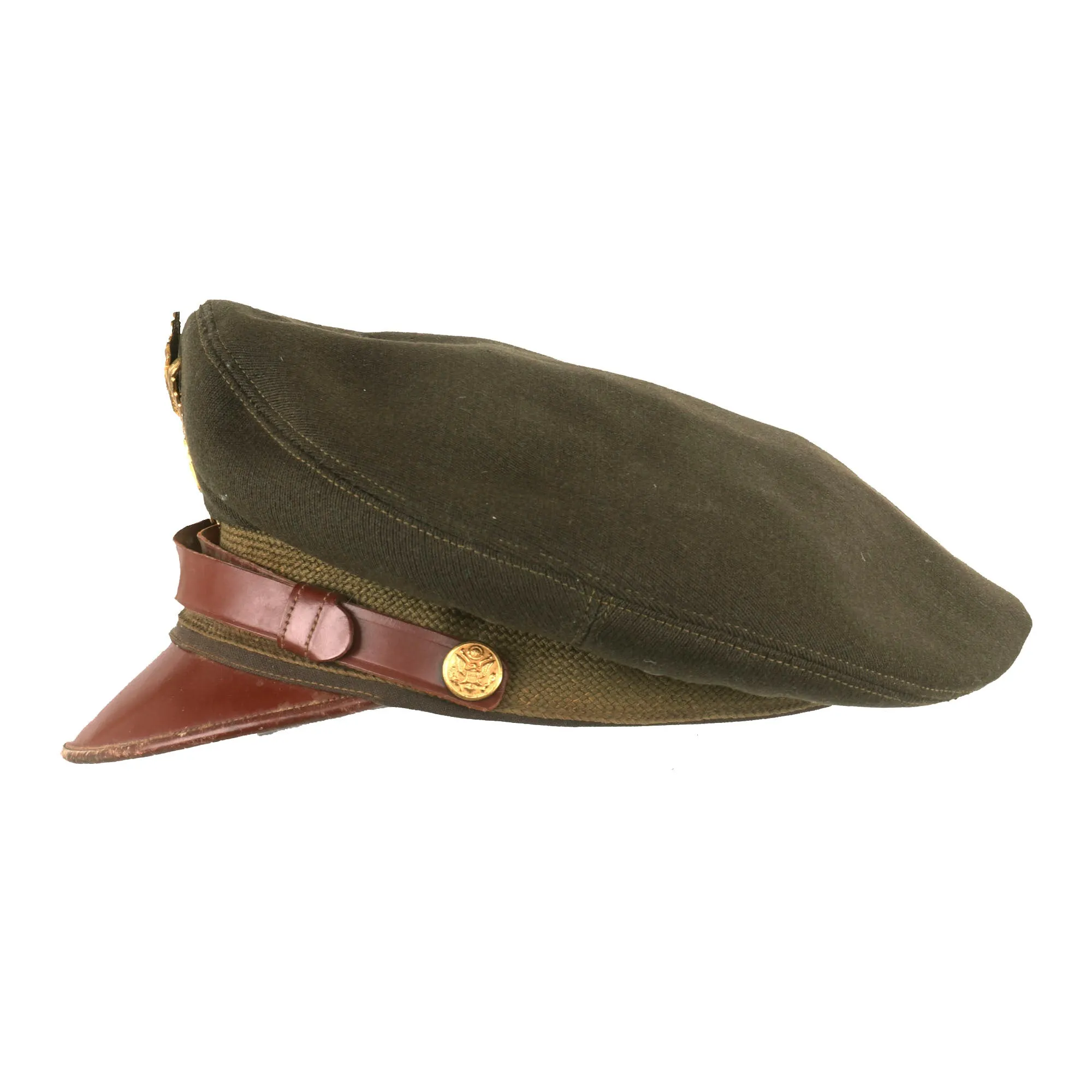 Original U.S. WWII USAAF Officer Winter Crush Visor Cap Rare 1st Type Flighter by Bancroft - Early 1942