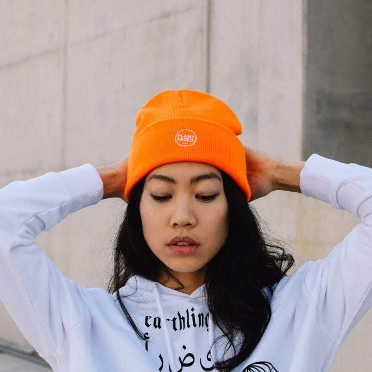 Plant Faced Beanie - Alarm Orange