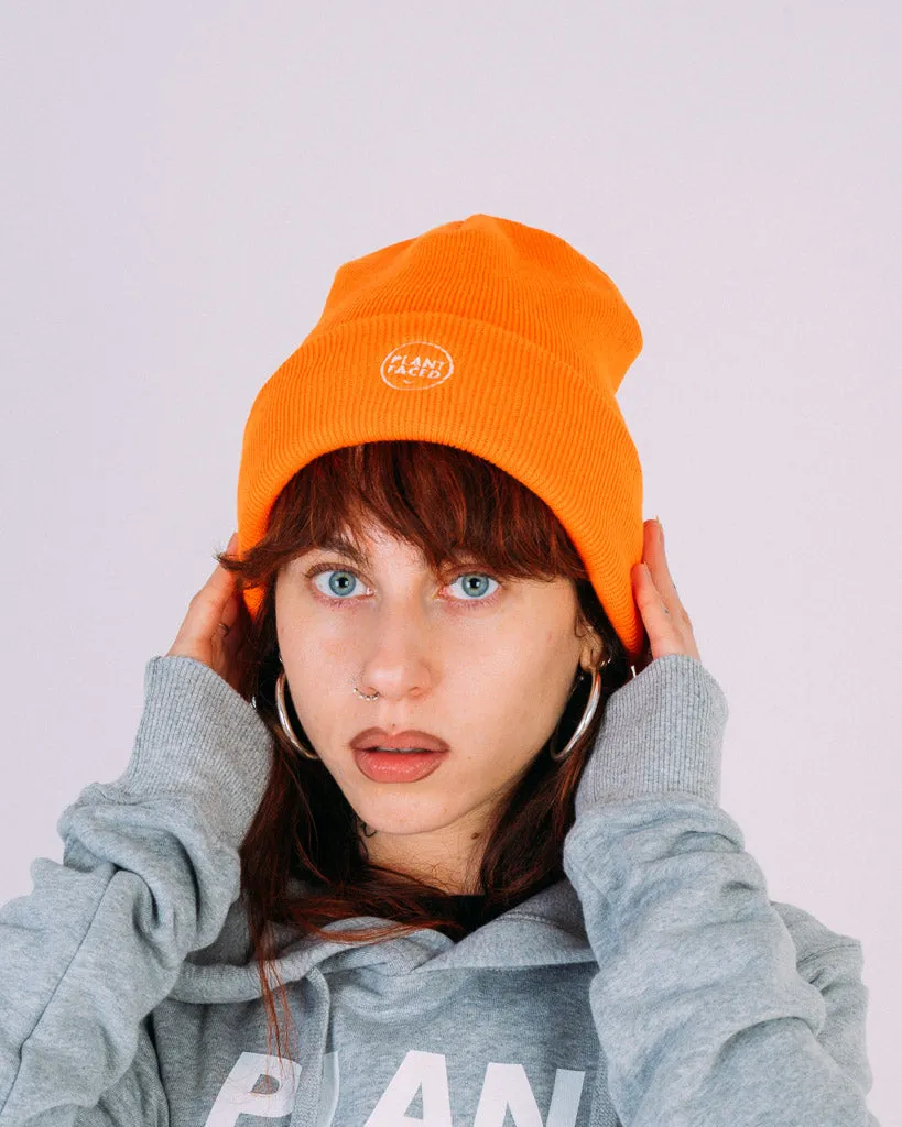 Plant Faced Beanie - Alarm Orange