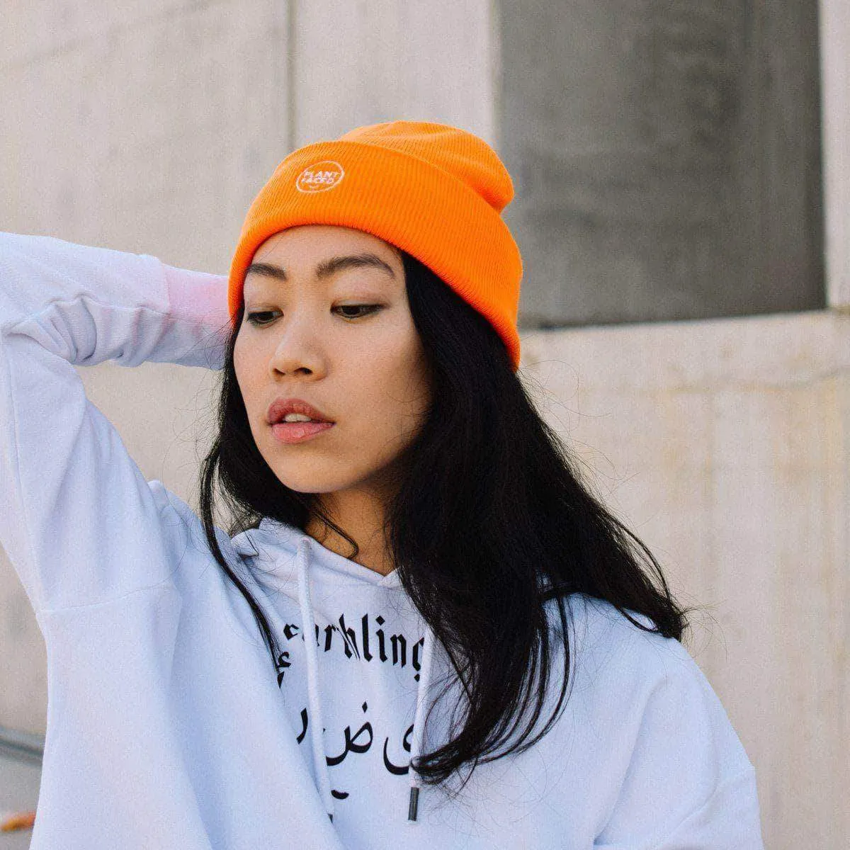 Plant Faced Beanie - Alarm Orange