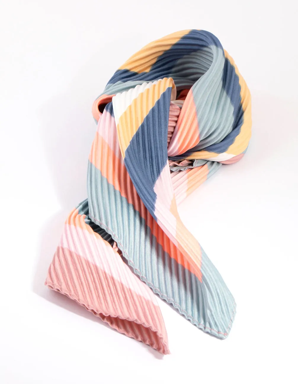 Pleated Mix Stripes Mini Scarf